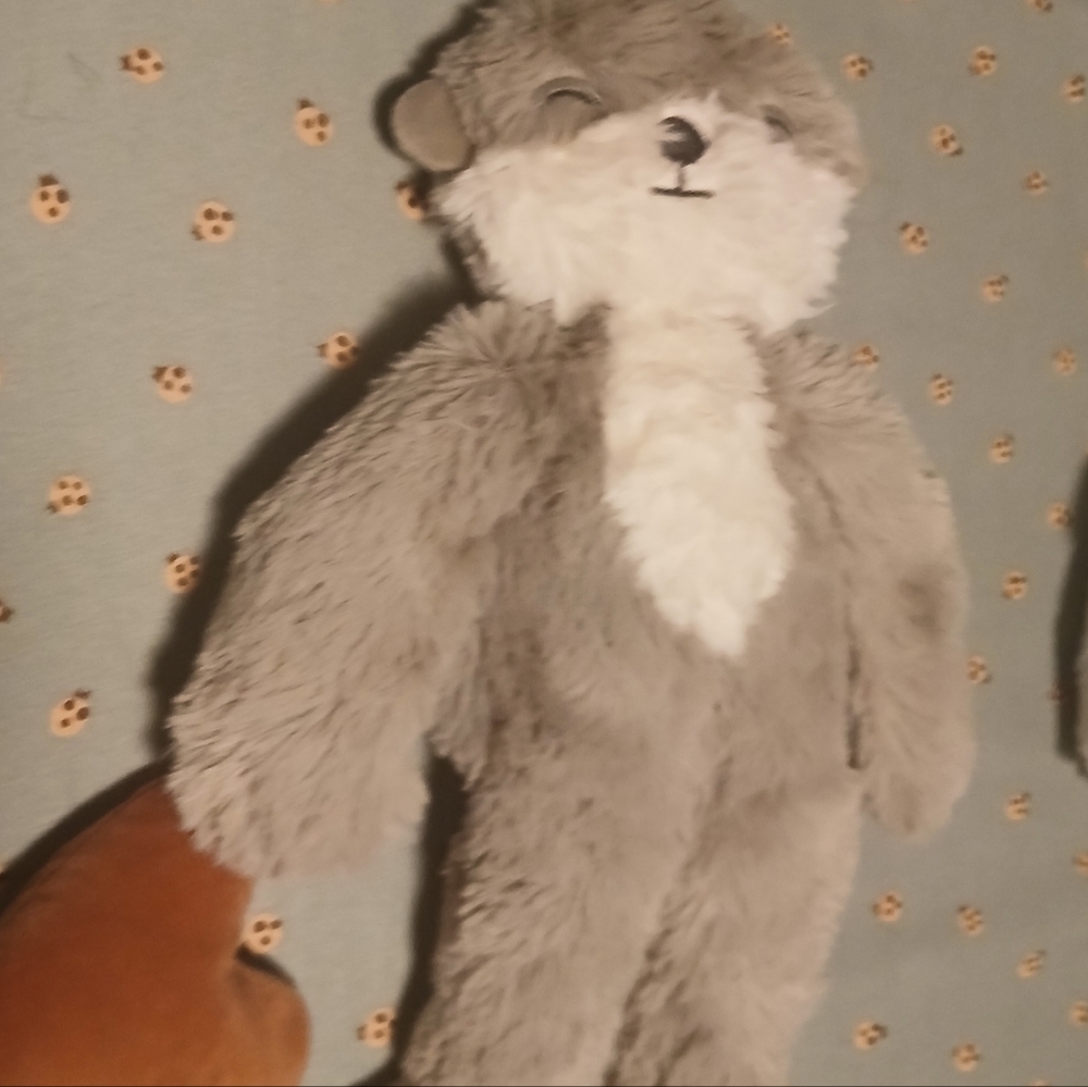 Soft Gray Plush Toy with Brown Accents